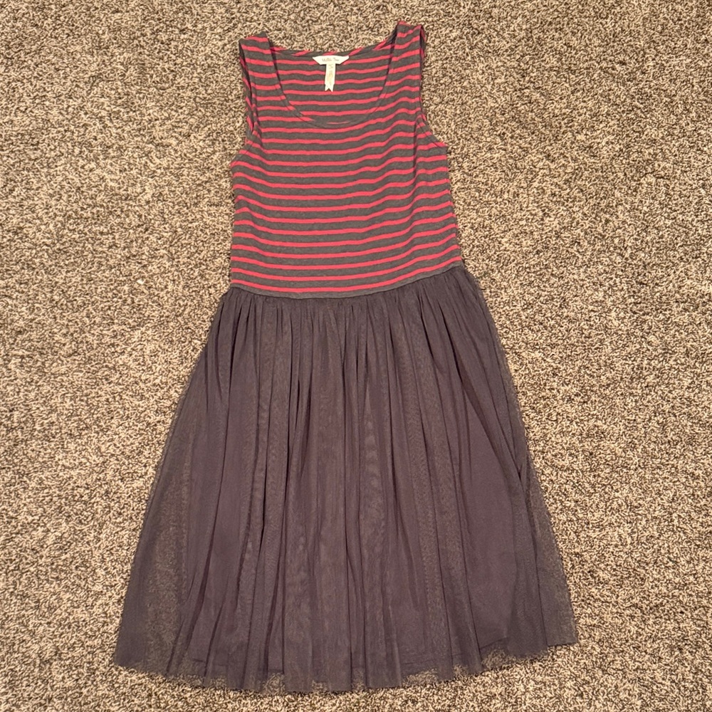Matilda Jane Striped Red & Gray Tulle Dress sz. S
